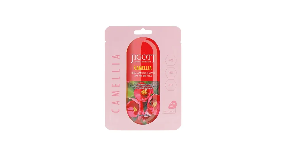 Szezonális akció Jigott Camellia Real Ampoule Mask - Maszk Kamélia Kivonattal 1db/27ml