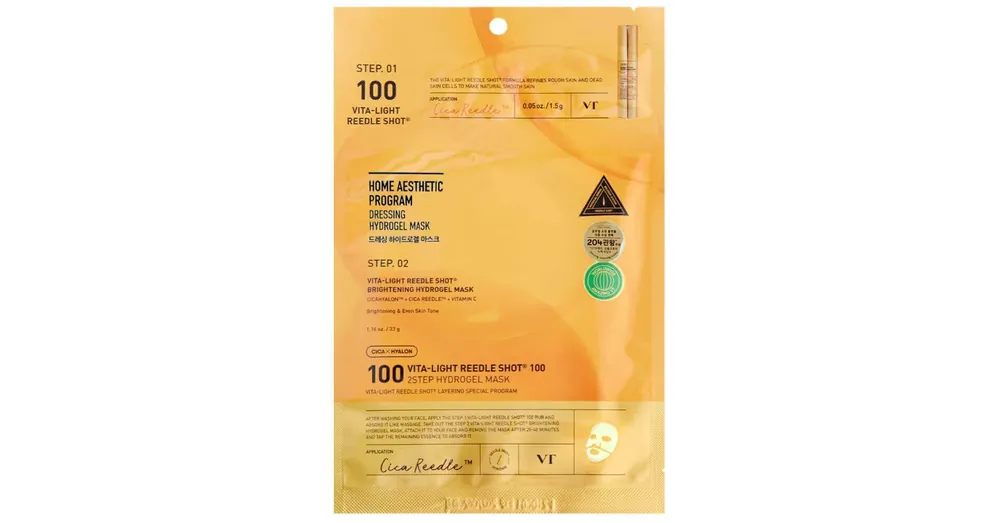 Bestseller VT Cosmetics Vita-Light Reedle Shot 100 2Step Mask – Kétlépéses Hidrogél Arcmaszk Spikulákkal És Niacinamiddal 1db/33g