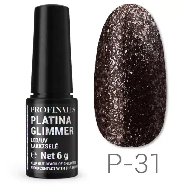 Profinails Platina Glimmer LED/UV lakkzselé 6gr P-31 Ne maradj le