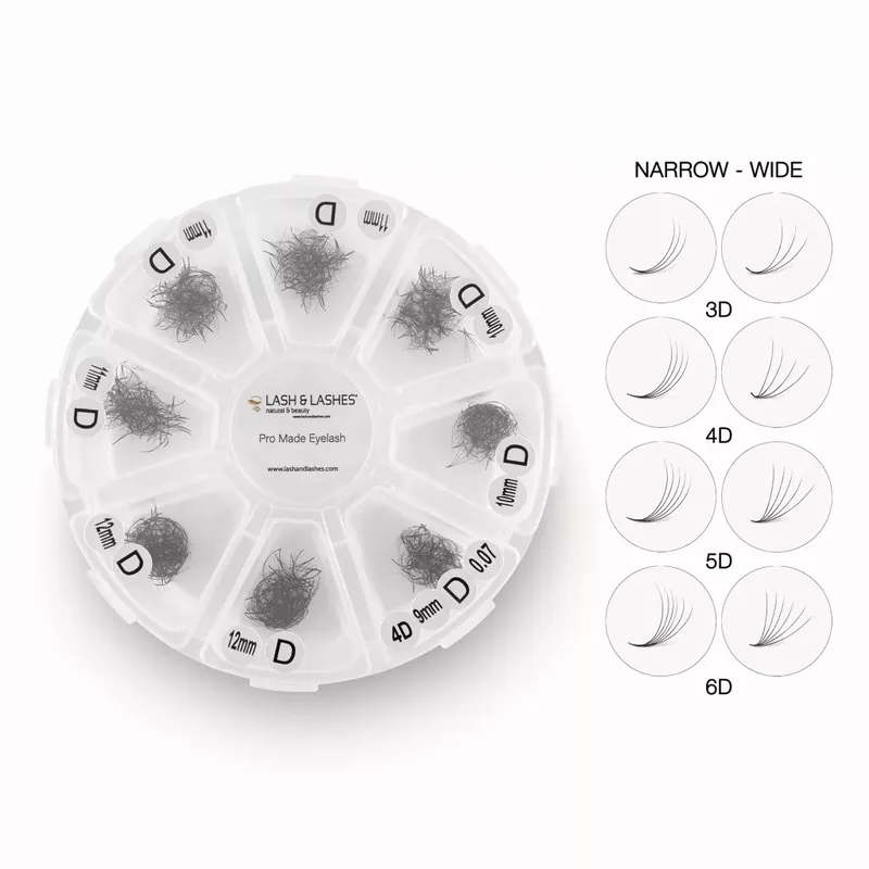 Árcsökkenés Lash and Lashes Pre-Made Műszempilla - 800db - 6D, 9-12mm Mix,0,07mm - Wide - D ív
