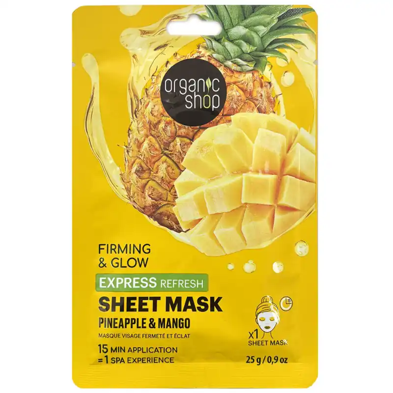 Organic Shop Firming & Glow Frissítő fátyolmaszk ananásszal és mangóval – 25g Korlátozott ajánlat