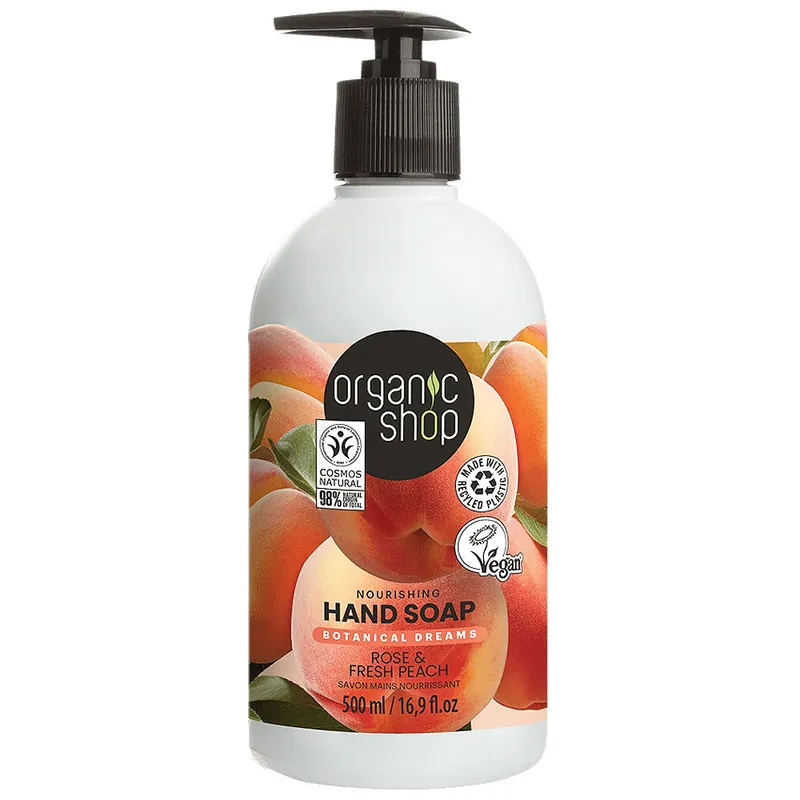Legkelendőbb Organic Shop Tápláló folyékony szappan rózsával és őszibarackkal – 500ml