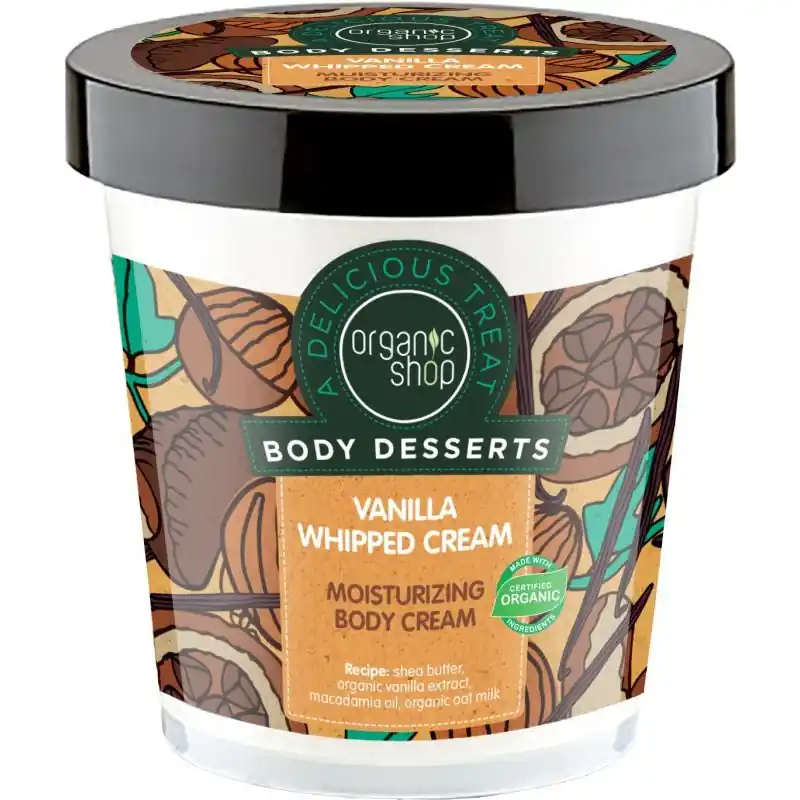 Biztonságos fizetés Organic Shop ”Vaníliahab” hidratáló testápoló – 450ml