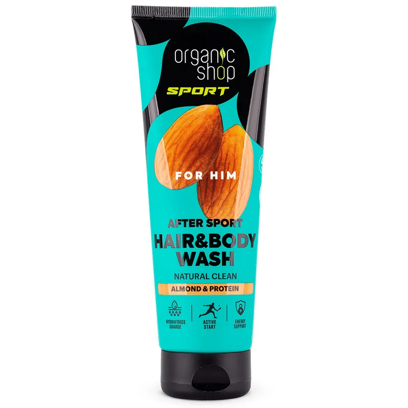 Exkluzív ajánlat Organic Shop Sportolás utáni sampon és tusfürdő mandulával és fehérjével – 200ml