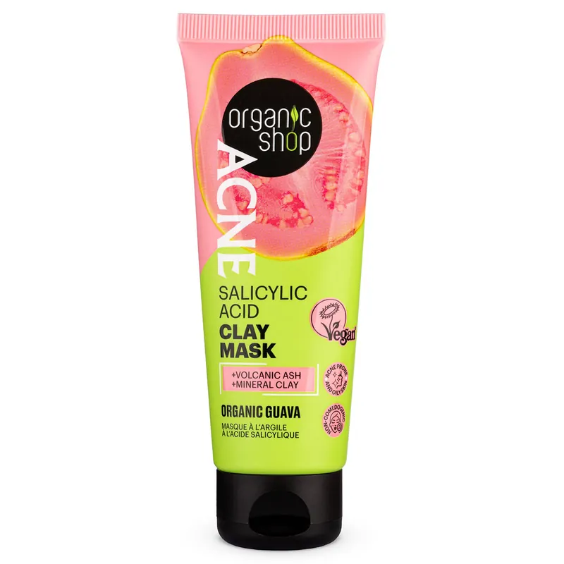 Organic Shop ACNE Szalicilsavas agyagmaszk bio guavával – 75ml Kiárusítás