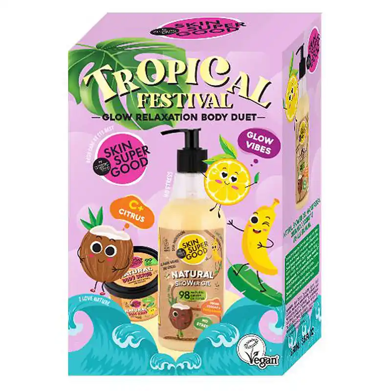Bestseller Skin Super Good Trópusi fesztivál ragyogásfokozó testápoló szett – 250ml + 100ml