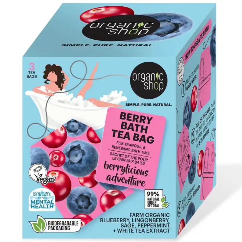 Szezonális akció Organic Shop ”Berry Bath” fürdőfilter bogyós gyümölcsökkel – 3db