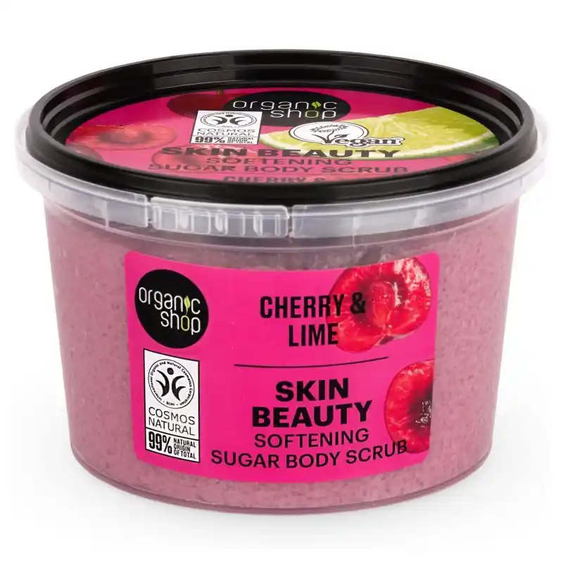 Ne maradj le Organic Shop Puhító testradír cseresznyével és lime-mal – 250ml