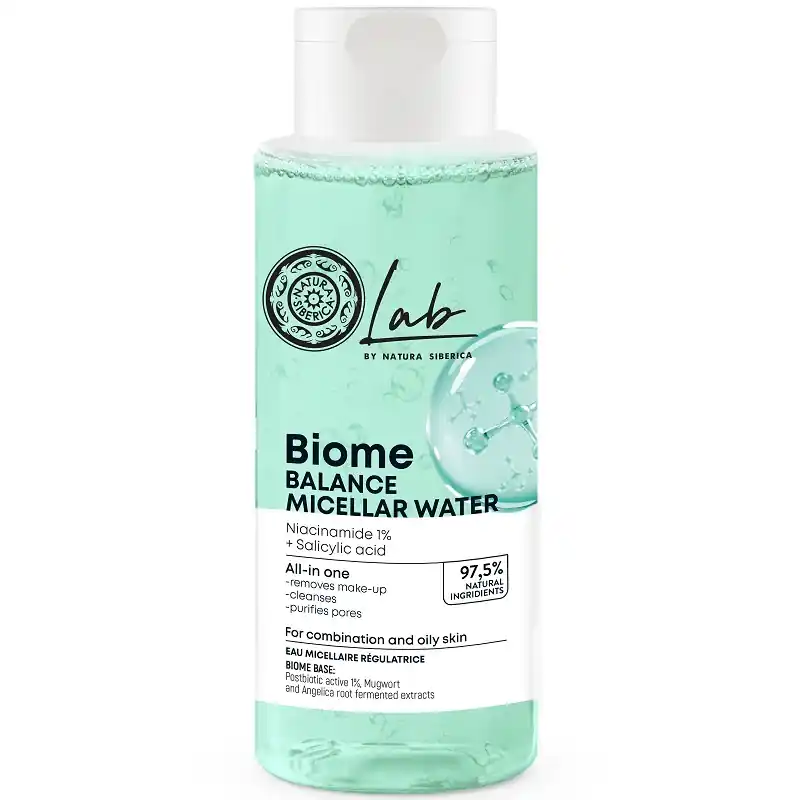 Natura Siberica Lab Biome Kiegyensúlyozó Micellás víz Niacinamid + Szalicilsav – 400ml Korlátozott ajánlat