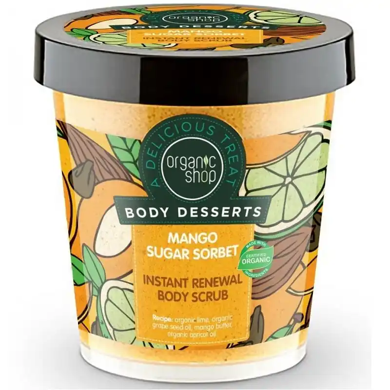 Organic Shop Bőrmegújító cukros testradír Mango – 450ml Outlet