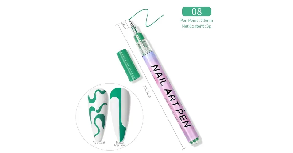 Akril toll nail art pen - 8 zöld Olcsóbb