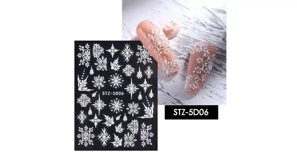 Újdonság Körömmatrica - STZ-5D06 Karácsony hópihe