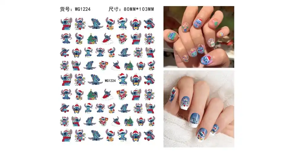 Körömmatrica - WG1224 Stitch karácsony Expressz szállítás