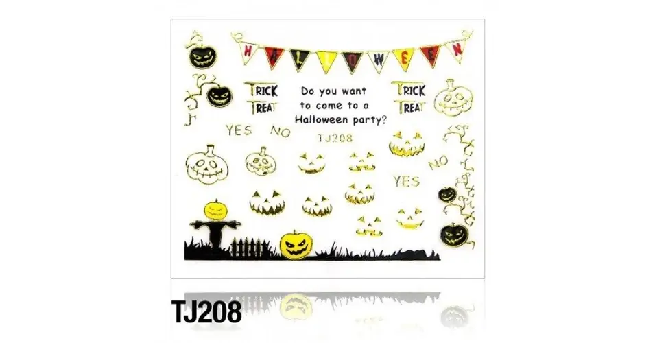 Gyors kiszállítás Körömmatrica TJ-208 (arany) Halloween