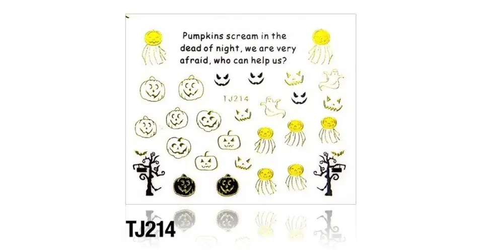 Gyors kiszállítás Körömmatrica TJ-214 (arany) Halloween
