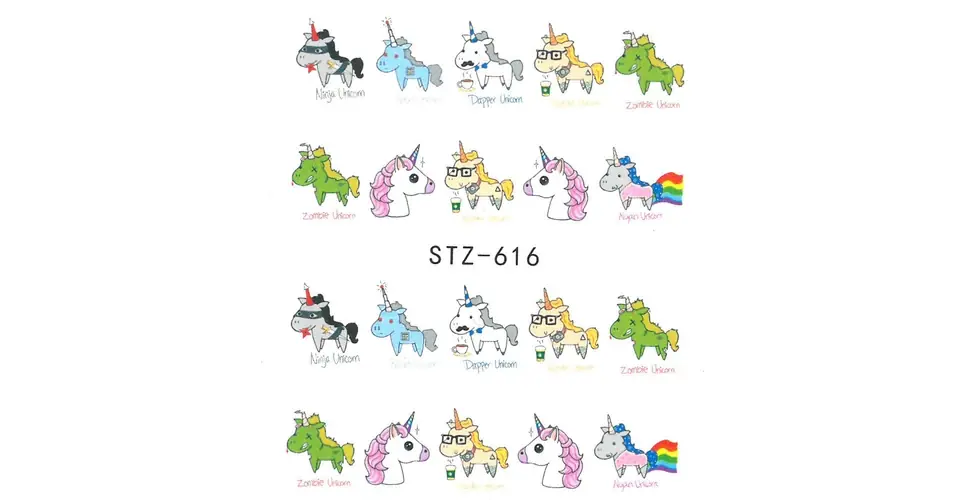 Expressz szállítás Körömmatrica STZ-616 unikornis