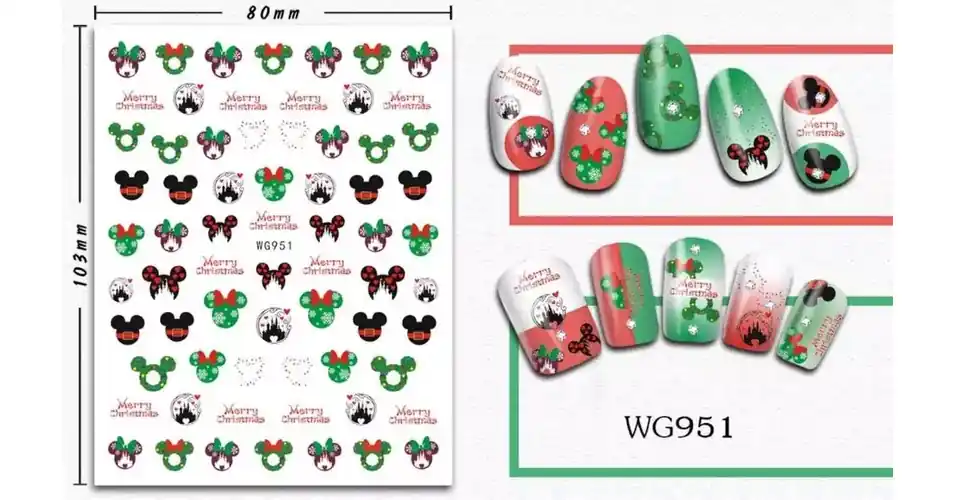 Végkiárusítás Körömmatrica - WG951 Mickey Karácsony