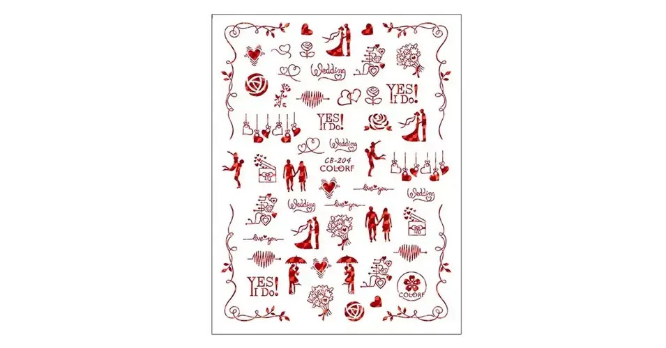 Népszerű Körömmatrica - CB-204 red Love Valentin