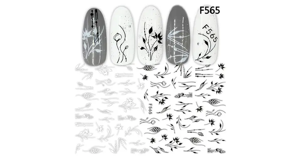 Körömmatrica - F565 black white Alacsony ár