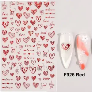 Körömmatrica - F926 red Valentin Vásárlói kedvenc