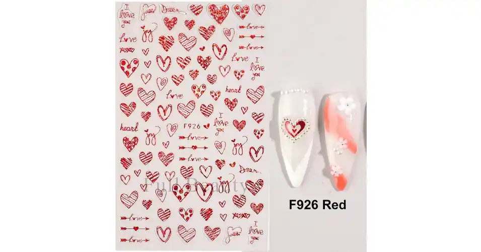Körömmatrica - F926 red Valentin Vásárlói kedvenc