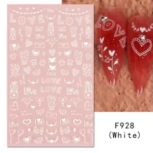 Gyors kiszállítás Körömmatrica - F928 white Valentin