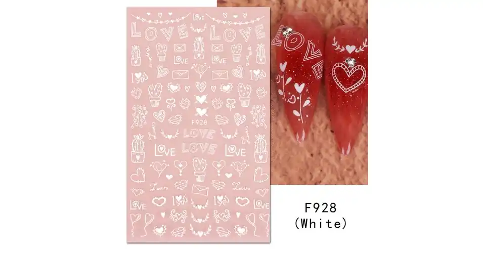 Gyors kiszállítás Körömmatrica - F928 white Valentin