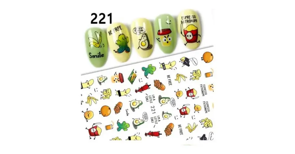 Azonnali szállítás Körömmatrica - 221 vicces ételek
