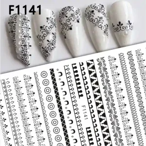 Akciós ár Körömmatrica - F1141 csipke black
