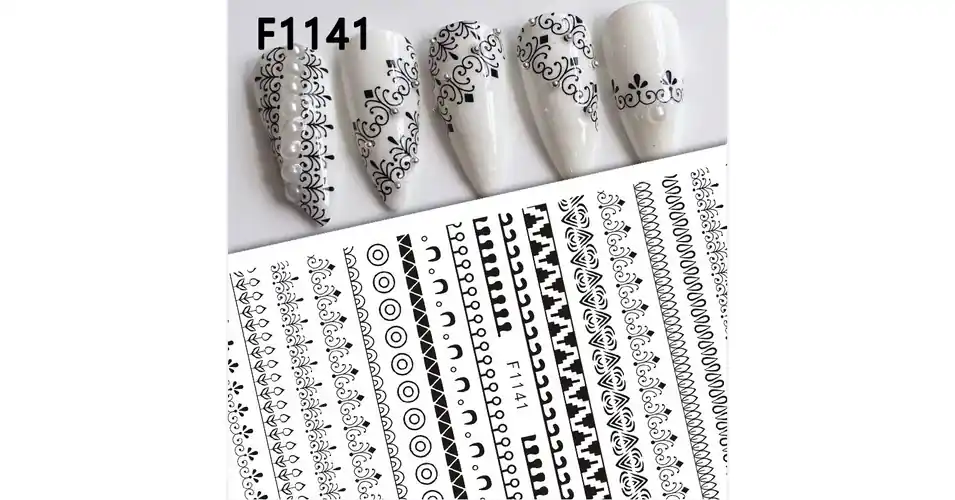 Akciós ár Körömmatrica - F1141 csipke black
