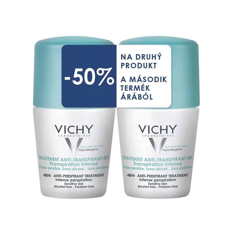 VICHY Intenzív izzadságszabályozó golyós dezodor 48 órás hatékonysággal duopack (2x50ml) Árengedmény
