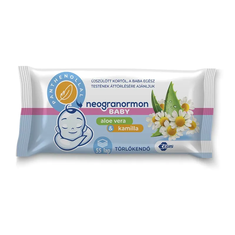 Akciós ár NEOGRANORMON Baby törlőkendő aloe vera és kamilla kivonattal (55db)