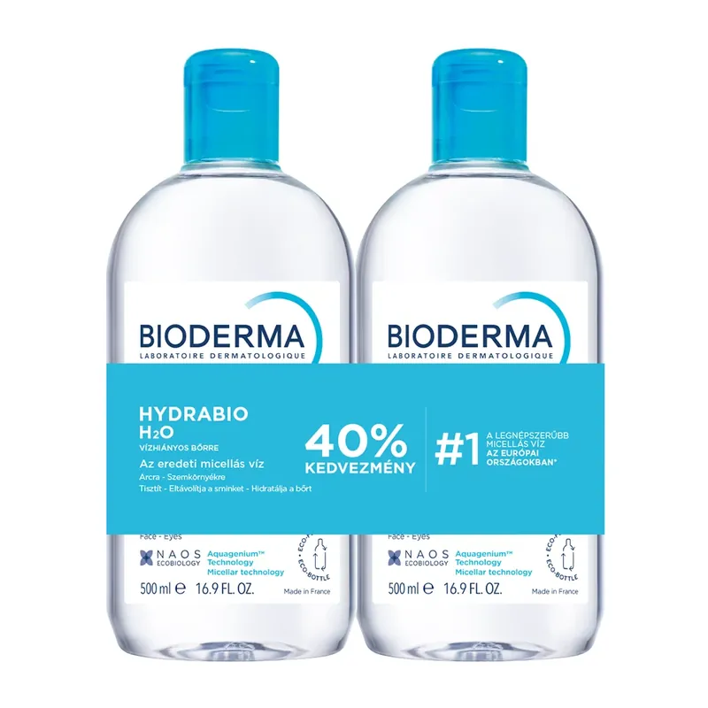 BIODERMA Hydrabio H2O micellás arc- és sminklemosó oldat duopack (500ml+500ml) Kedvezmény