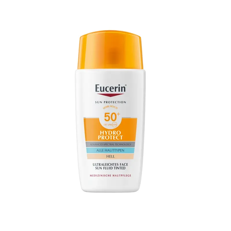 EUCERIN Sun Hydro-Protect Ultrakönnyű színezett napozó fluid arcra SPF50+ világos árnyalat (50ml) Biztonságos fizetés
