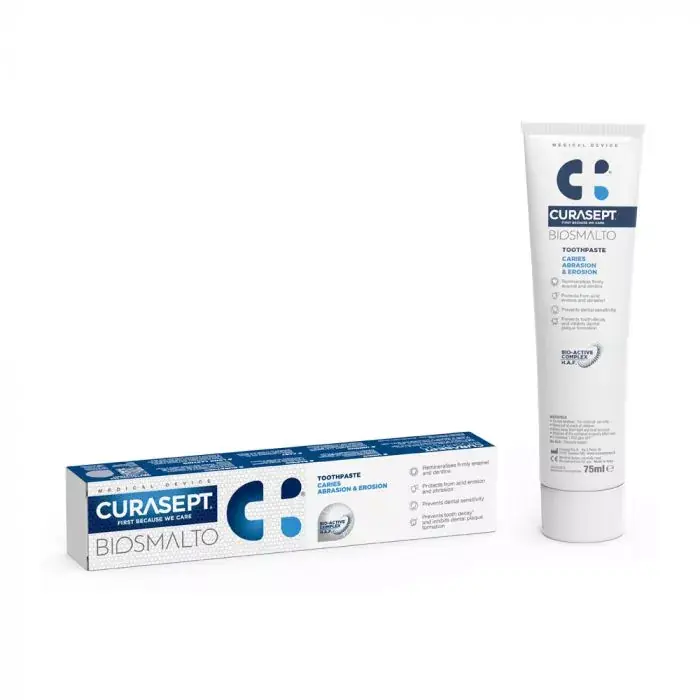 Legkelendőbb CURASEPT Biosmalto fogkrém fogszuvasodás-abrázió-erózió (75ml)