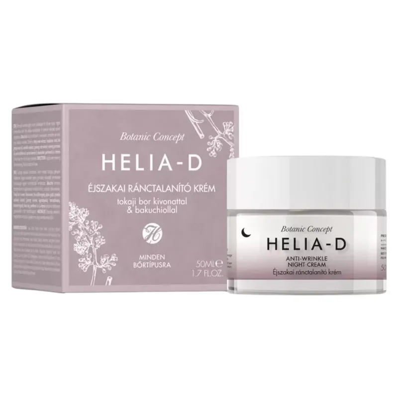 Vedd meg online Helia-D Botanic Concept éjszakai ránctalanító krém Tokaji bor kivonattal és Bakuchiollal 50 ml