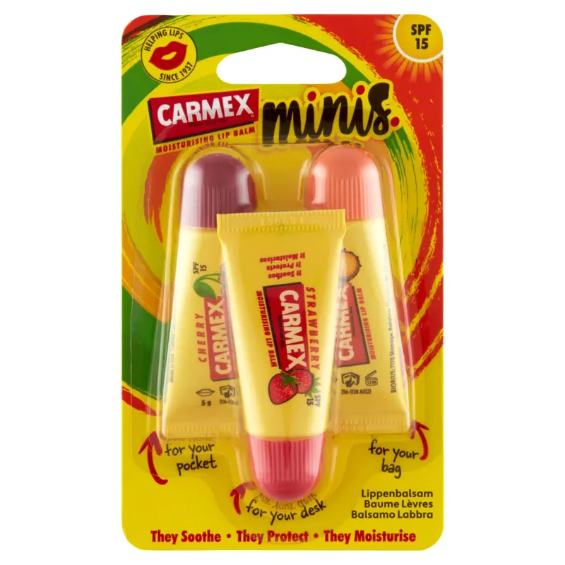 Carmex mini pack eper, cseresznye, ananász-menta tubusos ajakápolók 3 x 5 g Olcsóbb