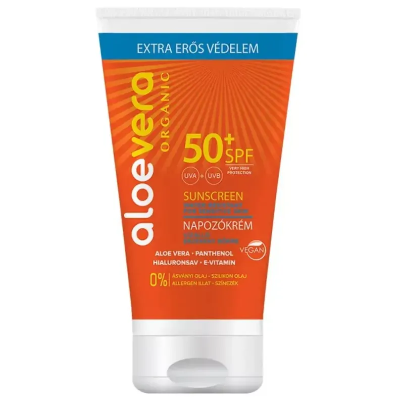 Azonnali szállítás Aloe Vera Organic SPF50 napozókrém arcra és testre 150 ml