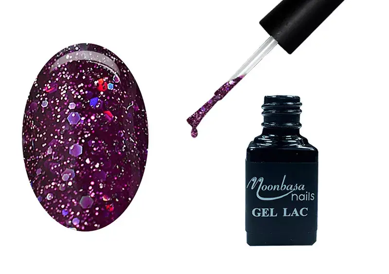 Prémium One step gel polish 5ml 264 Dark burgundy with rainbow glitter