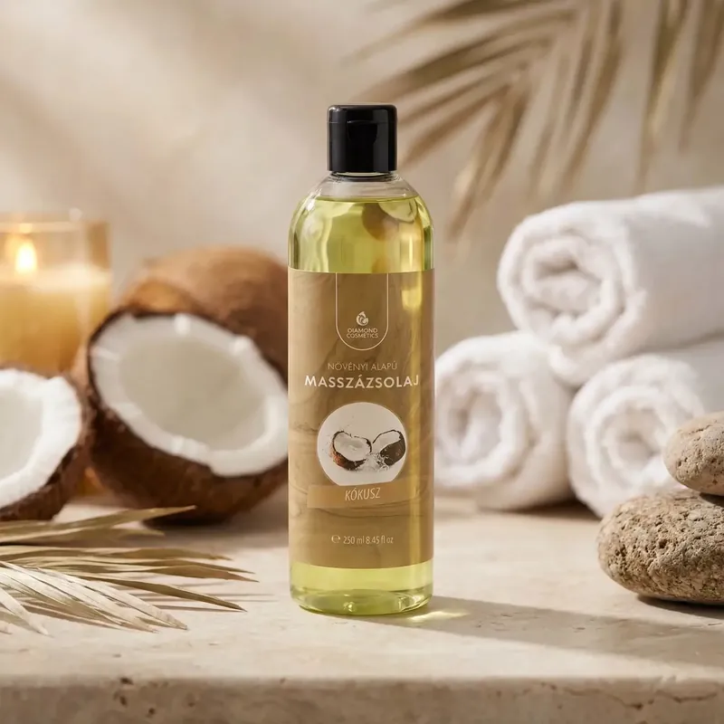 Kókusz illatú masszázsolaj - 250ml - Relaxáló és Bőrhidratáló hatású Bestseller