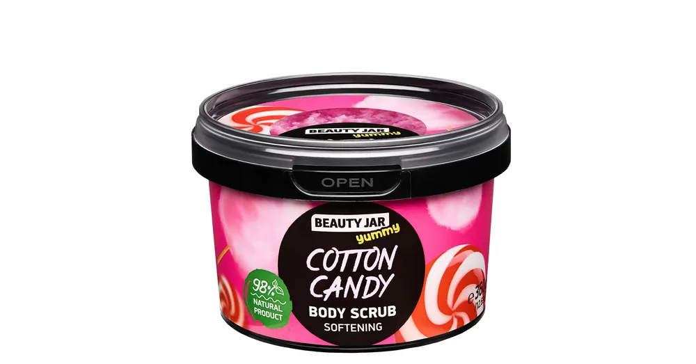 Alacsony ár BEAUTY JAR YUMMY COTTON CANDY Vattacukor Bőrpuhító Testradír