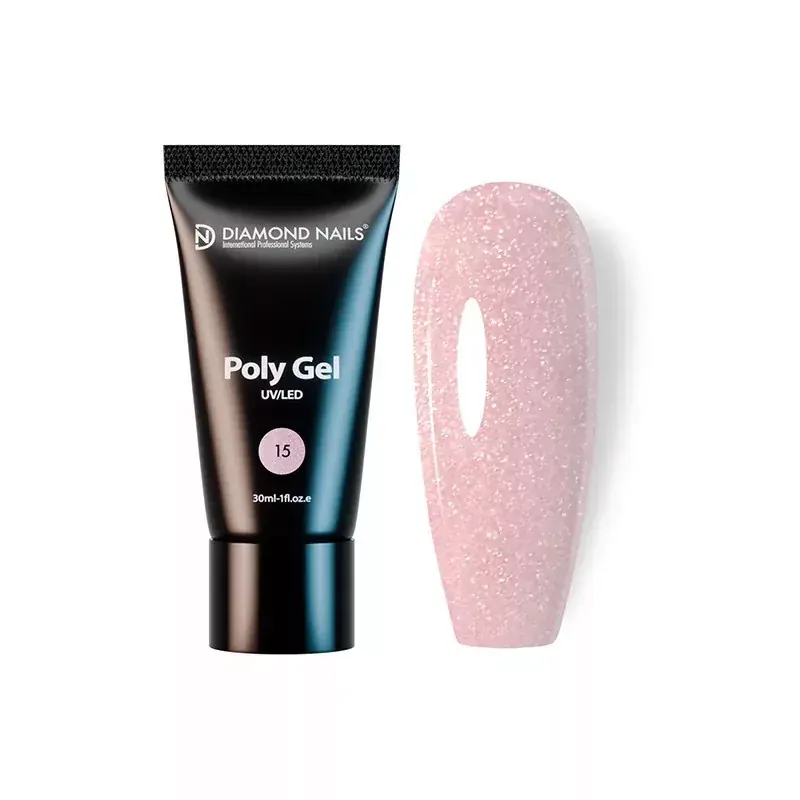 Azonnali szállítás PolyGel 15 - Cover Shine (Csillámos Rózsaszín) - 30ml - HEMA-mentes