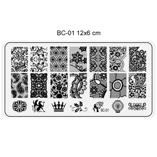 Újdonság Körömnyomda lemez 6x12 cm méretű -BC01