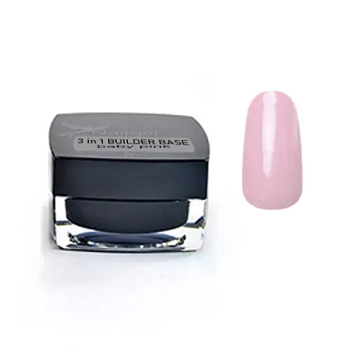 Expressz szállítás 3 az 1-ben alapozó tégelyben, építő és ragasztó base gél (baby pink) - 3in1 builder base - 50 ml