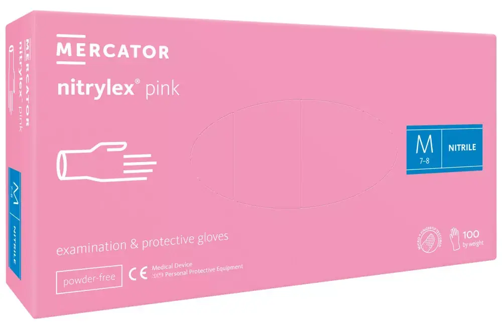 Kedvezmény Nitrylex pink (S) nitril púdermentes világos rózsaszín vizsgálókesztyű S