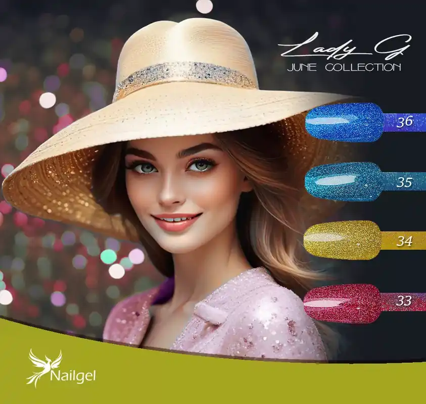 Vedd meg online Lady G - June collection - 4-db-os gél lakk készlet ajándék margarétával