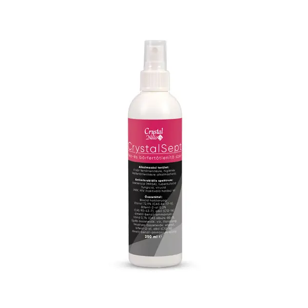 Crystal Nails - CRYSTALSEPT ALKOHOLOS ESZKÖZ- ÉS FELÜLETFERTŐTLENÍTŐ - PUMPÁS - 250ml - THF Kiárusítás