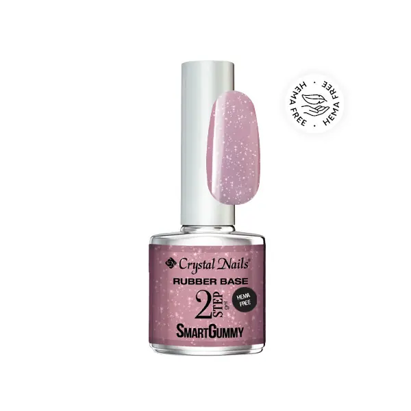 Crystal Nails - 2S - SMARTGUMMY HEMA FREE RUBBER BASE GEL - NR06 - SHIMMER ROSE - 8ML Vedd meg online