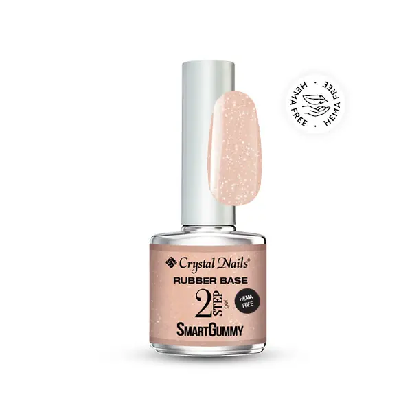 Crystal Nails - 2S - SMARTGUMMY HEMA FREE RUBBER BASE GEL - NR08 - SHIMMER PEACH - 8ML Exkluzív ajánlat