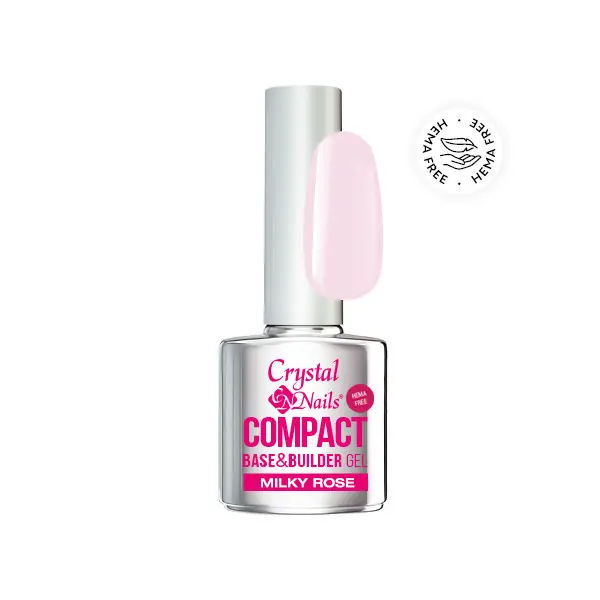 Alacsony ár Crystal Nails - COMPACT BASE GEL MILKY ROSE - 13ML
